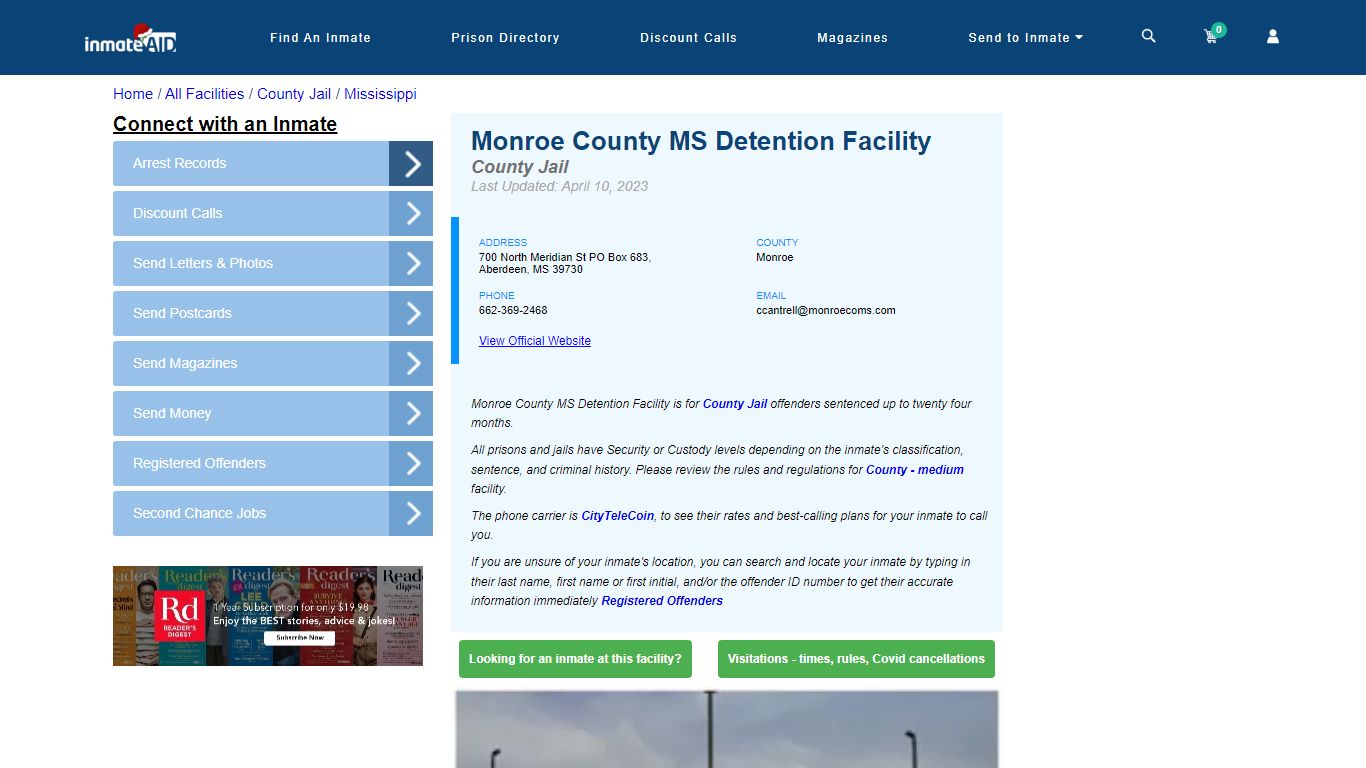 Monroe County MS Detention Facility - Inmate Locator - Aberdeen, MS